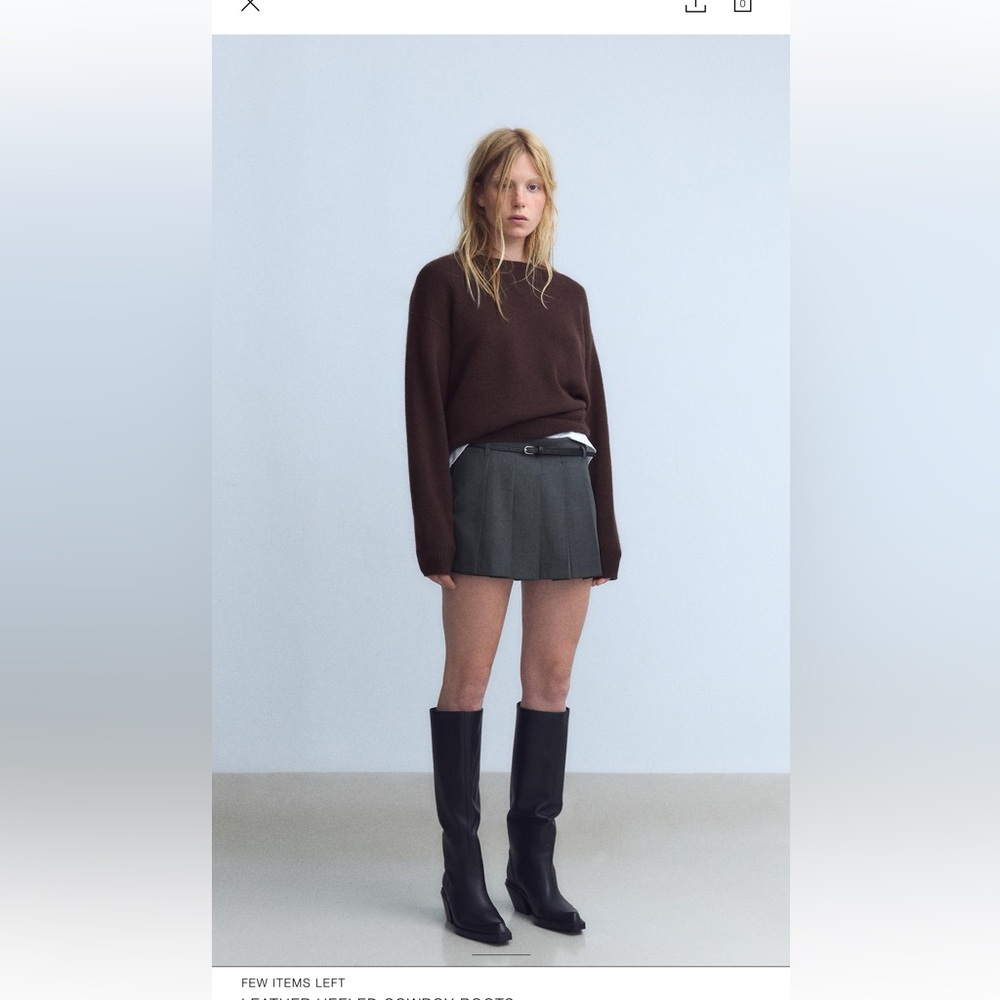 Zara leather cowboy boots